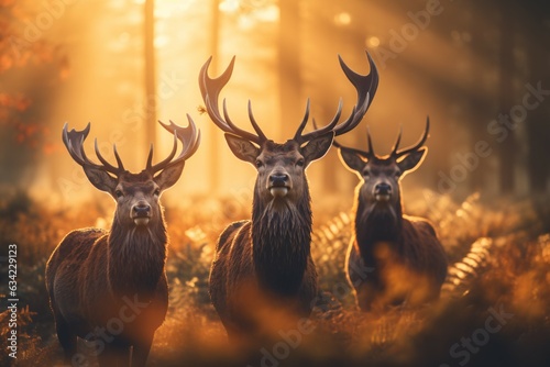 Red Deers in morning Sun