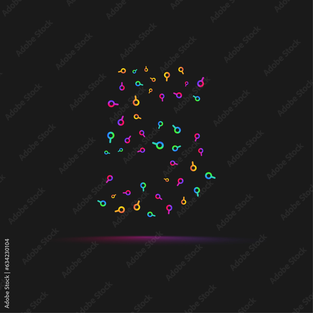 Number 5 colorful gradient logo template with an optical find search icon