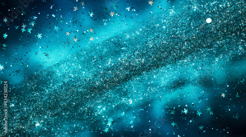 Teal and Silver Glittery Galaxy A Sparkling and Magical Background for Your Space or Fantasy AI Generated