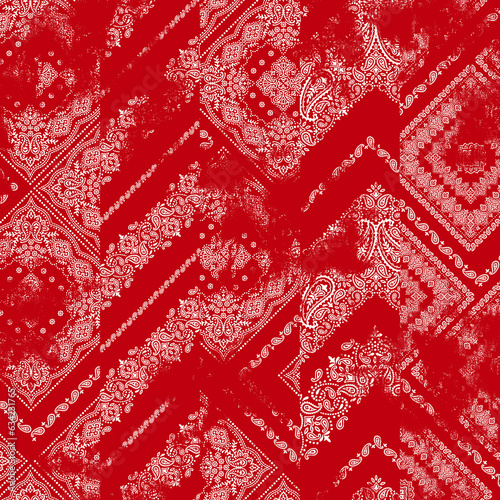 An impressive combination of ornaments and uneven dyeing,