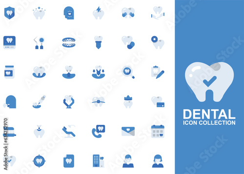 Dental icon vector set. Dental Farm icon set. Dental flat icon collection. Editable icon vector