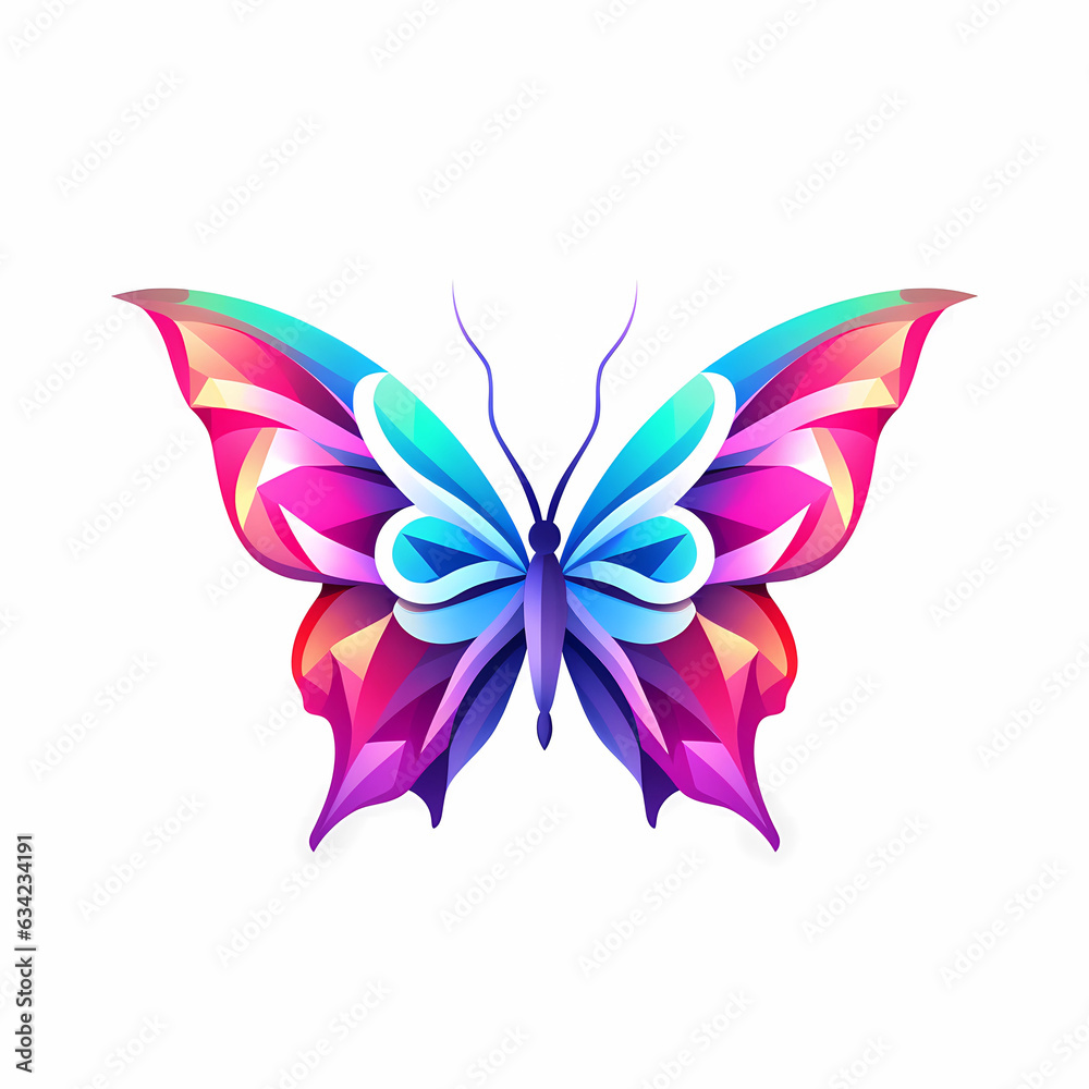 Illustration mascot logo butterfly white background