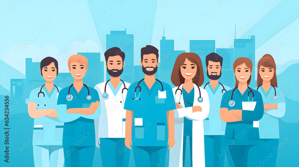 Group of doctor and staff. Copy space concept.