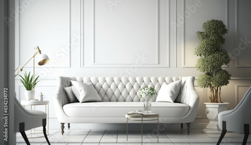 White wall living room have sofa and decoration UHD 8k Generative Ai © Lucky