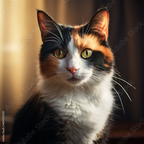 Colorful Character: A Calico Cat's Persona. AI generative, Midjourney.