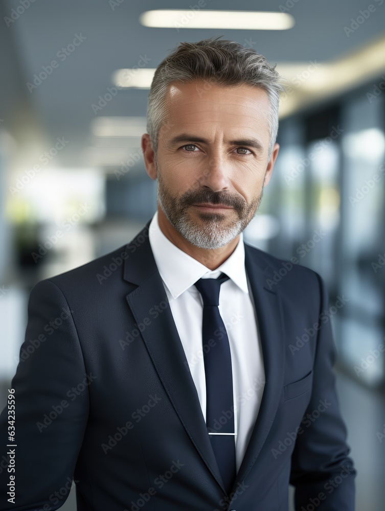 Professional man posing for the camera in an office setting created with AI Professional man posing for the camera in an office setting created with AI