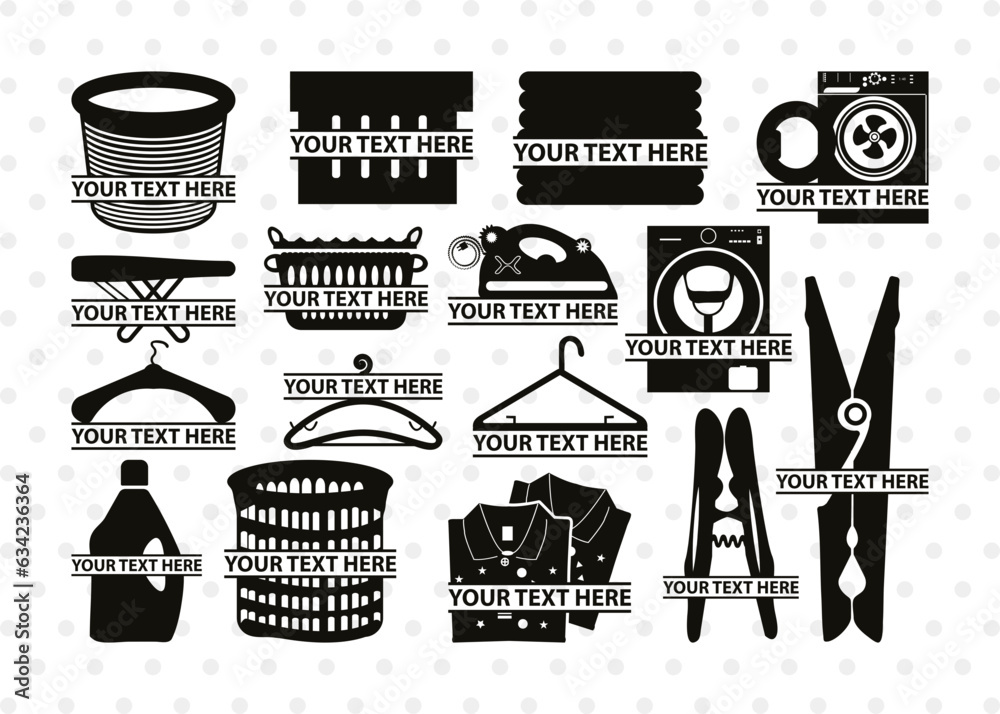 Washing Laundry Split Monogram, Washing Laundry Silhouette, Washing