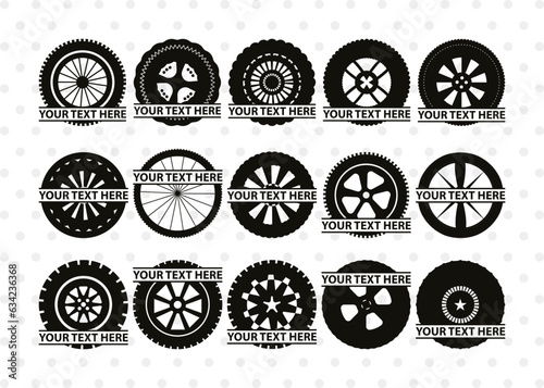 Tyre Split Monogram, Tyre Silhouette, Tyre SVG Cut Files, Vehicle Tyre Svg, Tire Svg, Tyre Wheel Silhouette Bundle, SB00095
