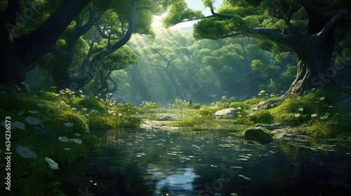 Landscape of natural forest and green fresh nature © basketman23