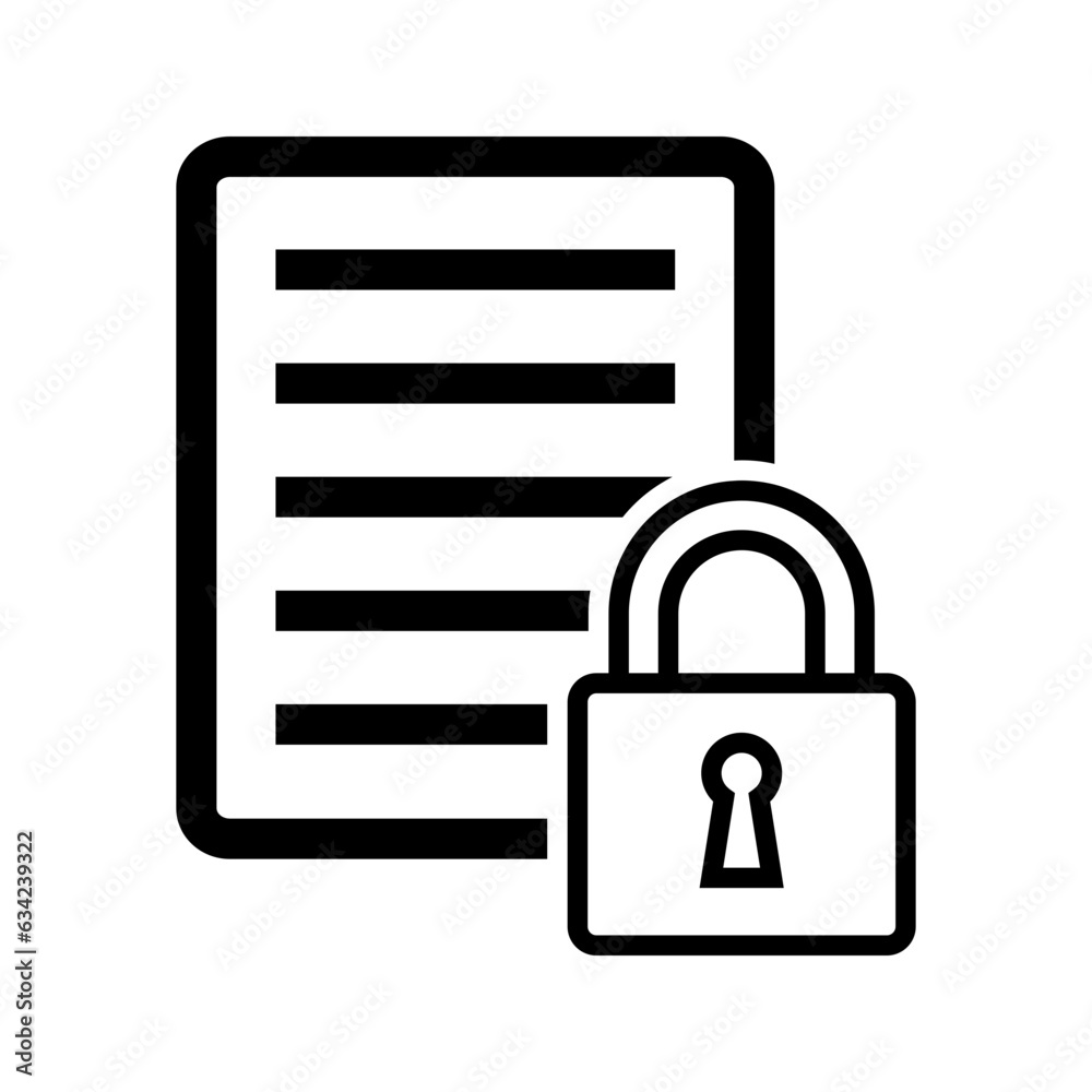 document with padlock, illustration of file security icon vector document with padlock, illustration of file security icon vector