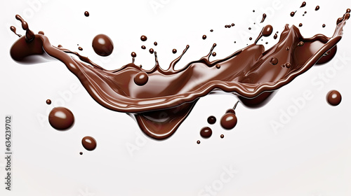 Chocolate drop on white background. Splashes of decadence in rich, velvety swirls