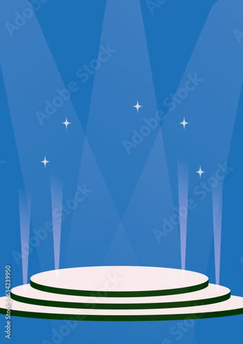 
Background with a podium, illuminated by spotlights. Vector illustration