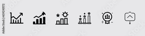 set of growth business line icons. Web symbols for web sites and mobile app. Business success icon set, isolated on a white background. 