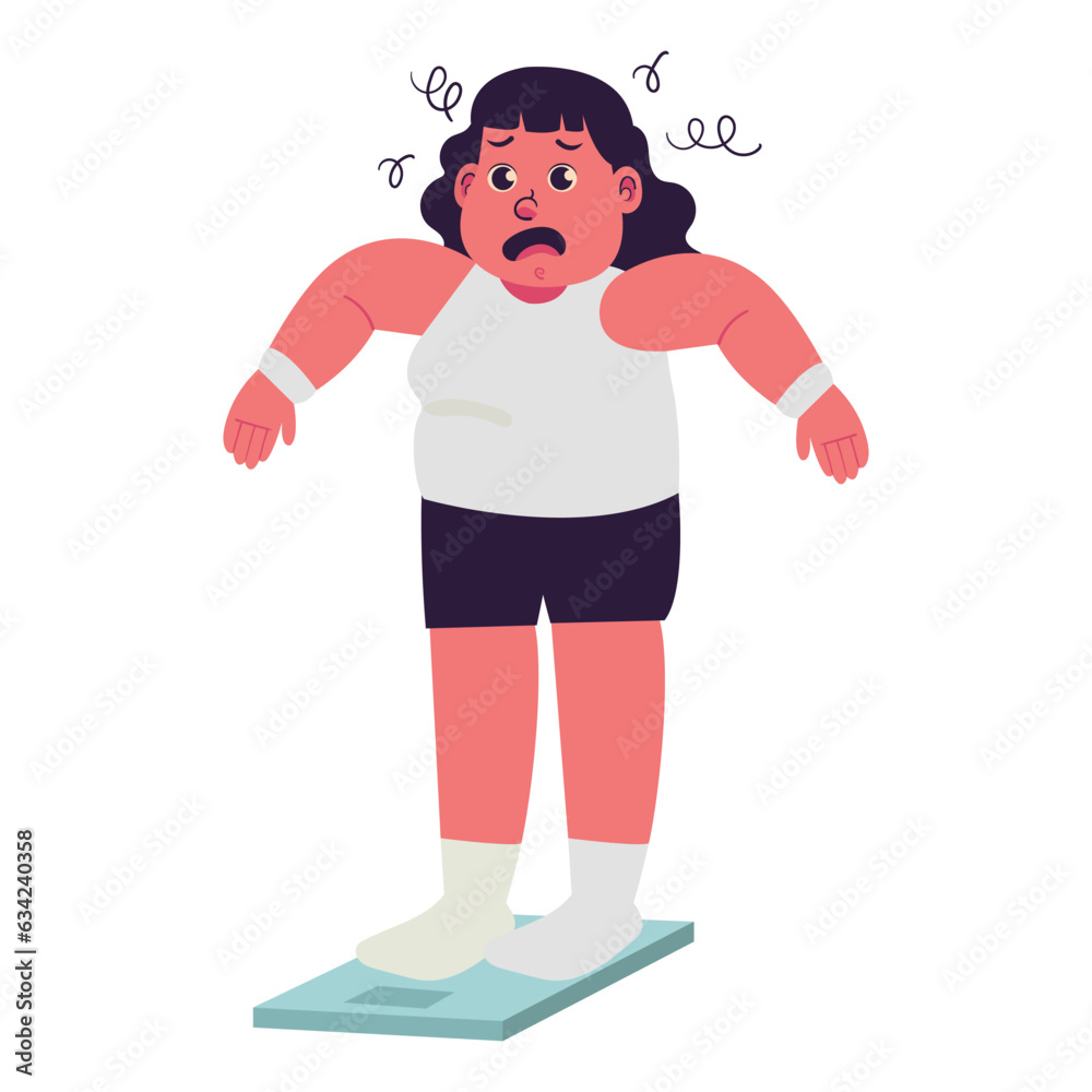 Female Fat People overweight plus size obesity Shock with Their Weight Illustration Female Fat People overweight plus size obesity Shock with Their Weight Illustration