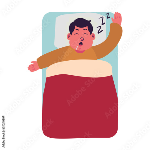 Male Fat People overweight plus size obesity Sleep and Snore Illustration