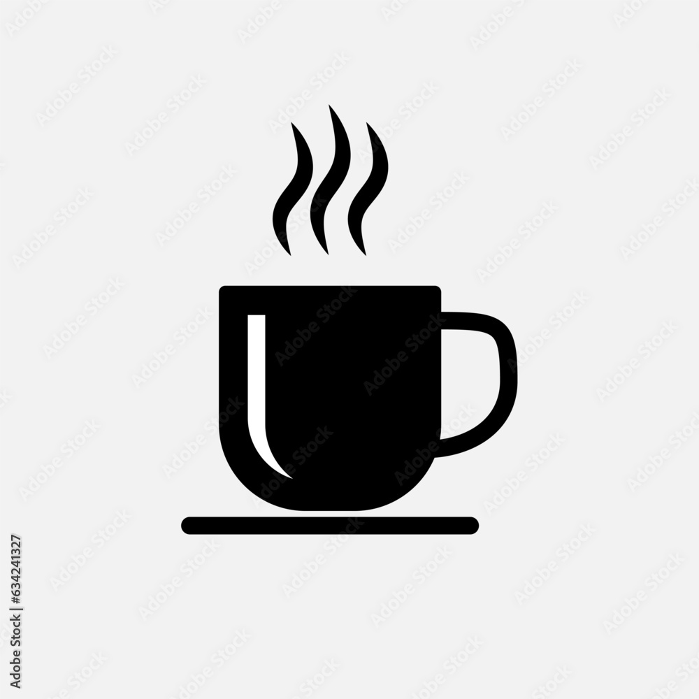 Hot Coffee Icon. Beverages, Break Time Symbol - Vector.     