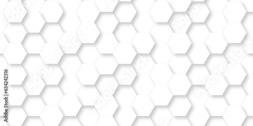 Fototapeta Naklejka Na Ścianę i Meble -  Seamless pattern of hexagons background technology with hexagons. 3d Hexagonal structure futuristic white background and Embossed Hexagon , honeycomb white Background ,light and shadow ,Vector.