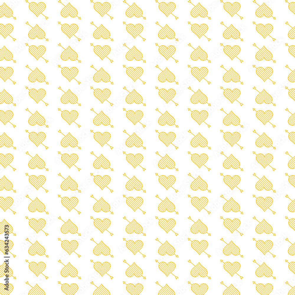 Digital png illustration of yellow hearts with arrows pattern on transparent background Digital png illustration of yellow hearts with arrows pattern on transparent background