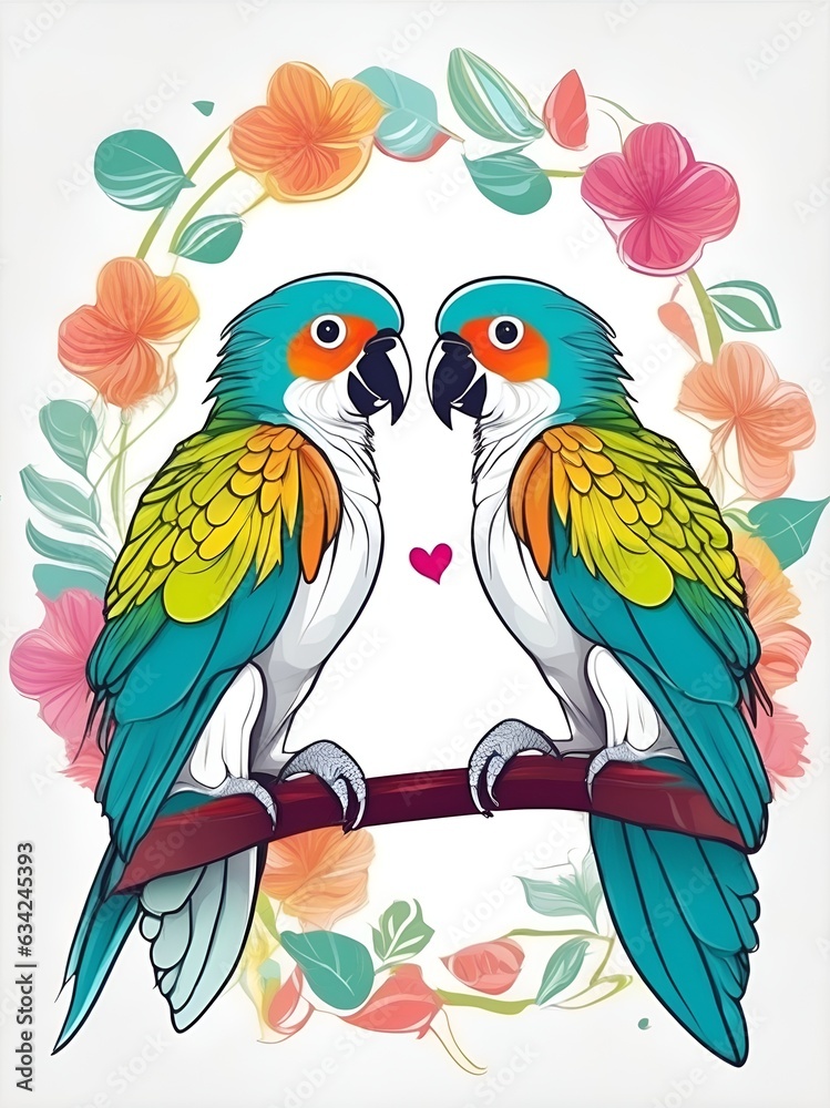couple of loving parrots