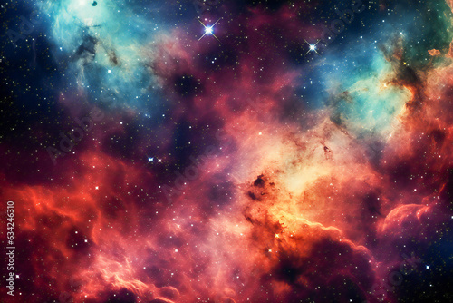 Colorful nebula cloud galaxy. Universe and astronomy background illustration. © Adrian Grosu