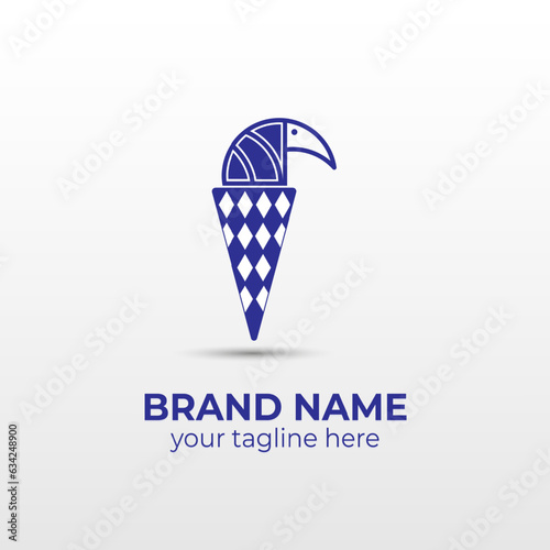 bird cone ice cream logo.logotype design