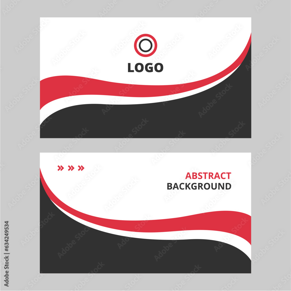 Simple abstract card background and template with red and white wave shapes