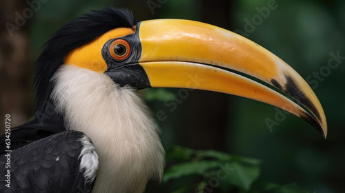 A Great Hornbill, also known as the great Indian hornbill or great pied hornbill, is one of the larger members of the hornbill family. Generative Ai