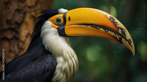 A Great Hornbill, also known as the great Indian hornbill or great pied hornbill, is one of the larger members of the hornbill family. Generative Ai