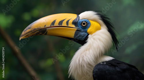 A Great Hornbill, also known as the great Indian hornbill or great pied hornbill, is one of the larger members of the hornbill family. Generative Ai