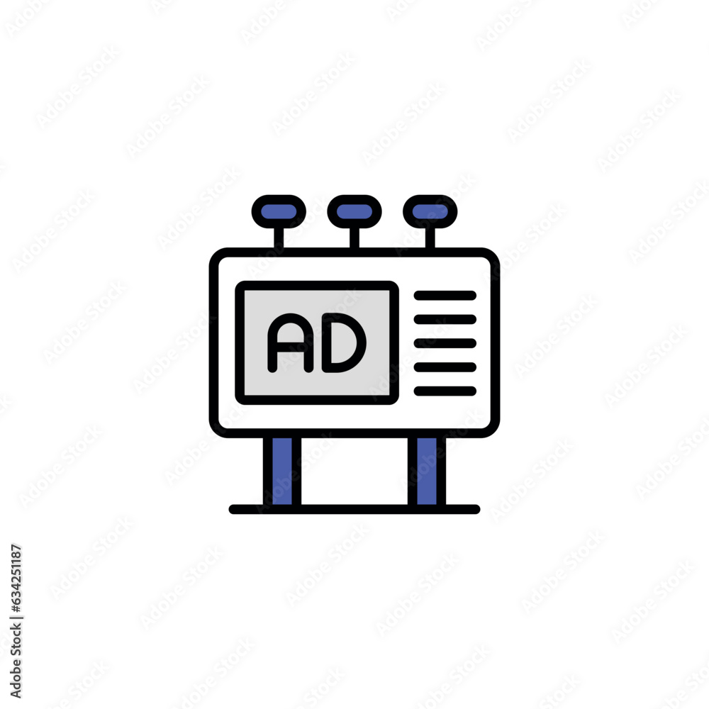 Billboard Ads icon design with white background stock illustration