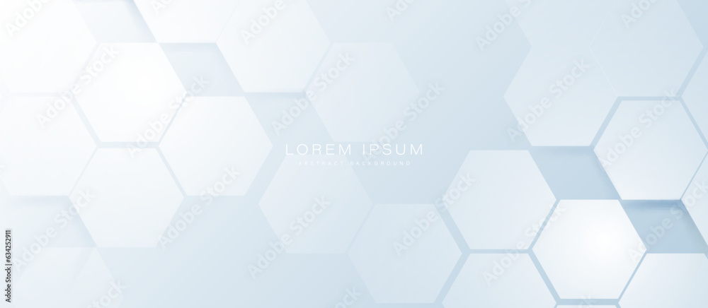 Abstract 3b white hexagon digital, futuristic, technology concept background. Modern Landing Page, Template, and websites. Vector illustration - obrazy, fototapety, plakaty 