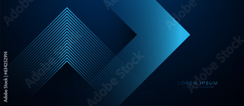 Dark blue abstract background with glowing triangle geometric lines. Modern shiny blue lines pattern. Futuristic technology concept. Vector illustration