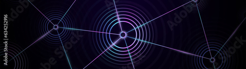 Colorful lines network connection with Sound wave dynamic background. Futuristic, technology concept global. Vector illustration