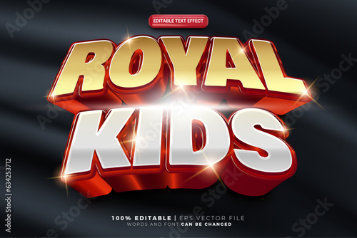 Royal Kids Hero 3D editable text style effect template