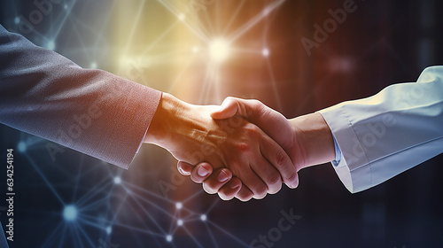 Doctor in white coat shaking hands