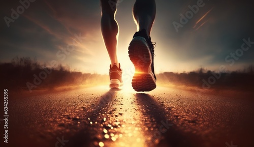 Start of runner running to success and goal concept, AI generative