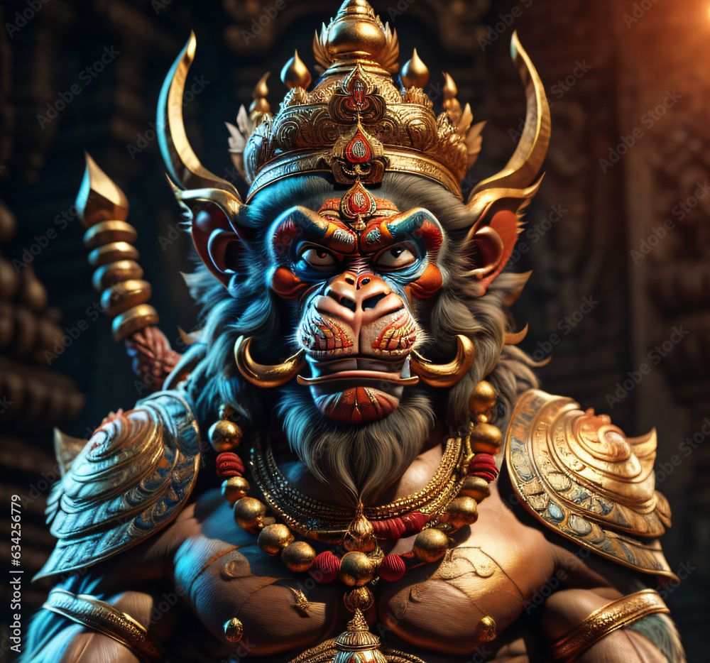 Fototapeta premium golden statue hanuman 