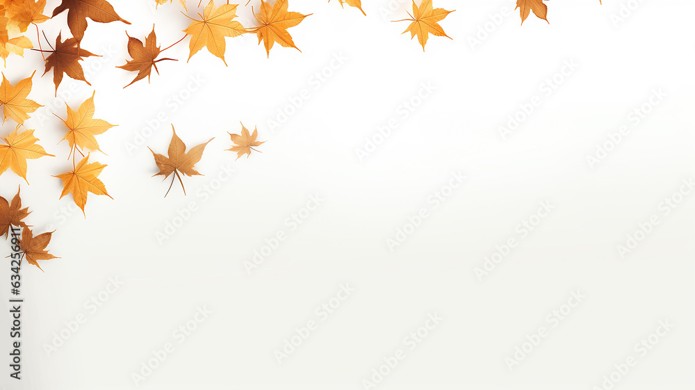 maple leaves on a white background isolated frame of fallen leaves autumn blank