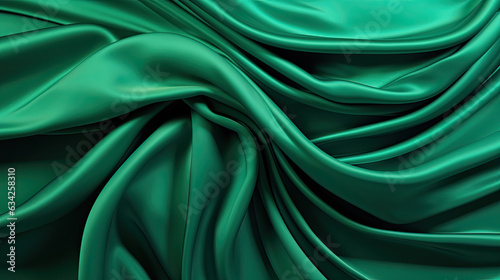 3D Emerald Color Silk, Generative Ai