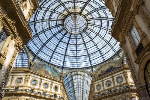 Milan  in Italy  the galleria Vittorio Emanuel  in the historic center 