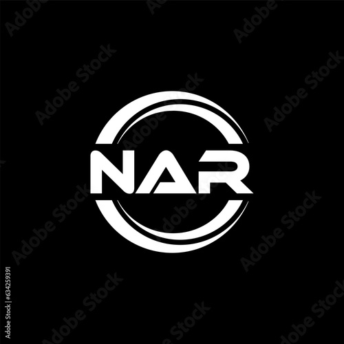 NAR letter logo design with black background in illustrator, vector logo modern alphabet font overlap style. calligraphy designs for logo, Poster, Invitation, etc. photo