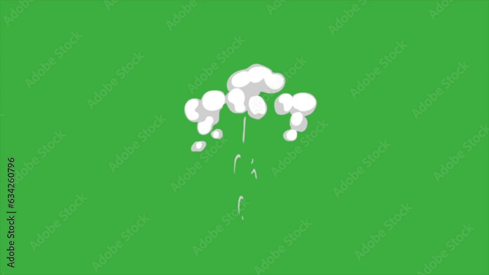 A video animation loop element effect cartoon smoke on green screen background