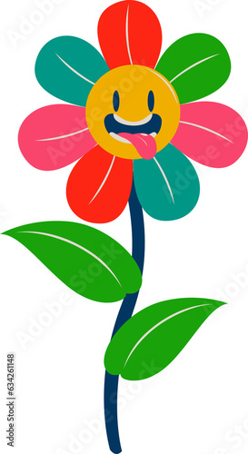 Smile Flower Icon Retro Style Decoration Sticker Design