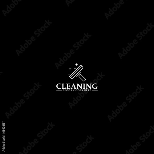 Cleaning logo template icon isolated on dark background