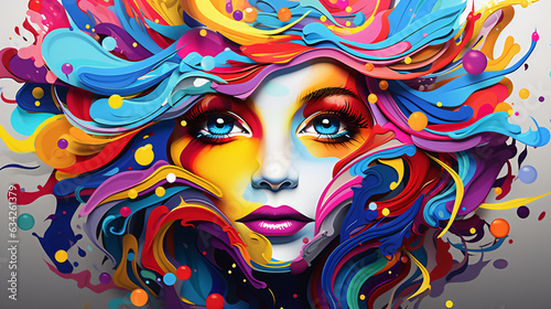 Vibrant Liquid Colors  Digital Painting of a Young Woman on Colorful Background