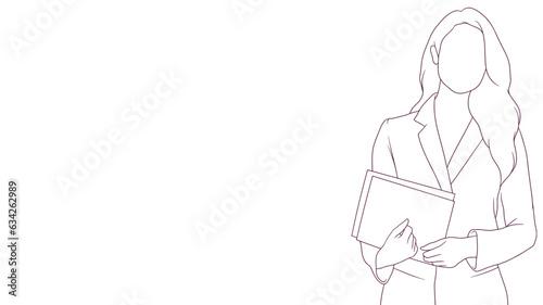 Empowered business woman carrying a note, hand drawn style vector illustration..