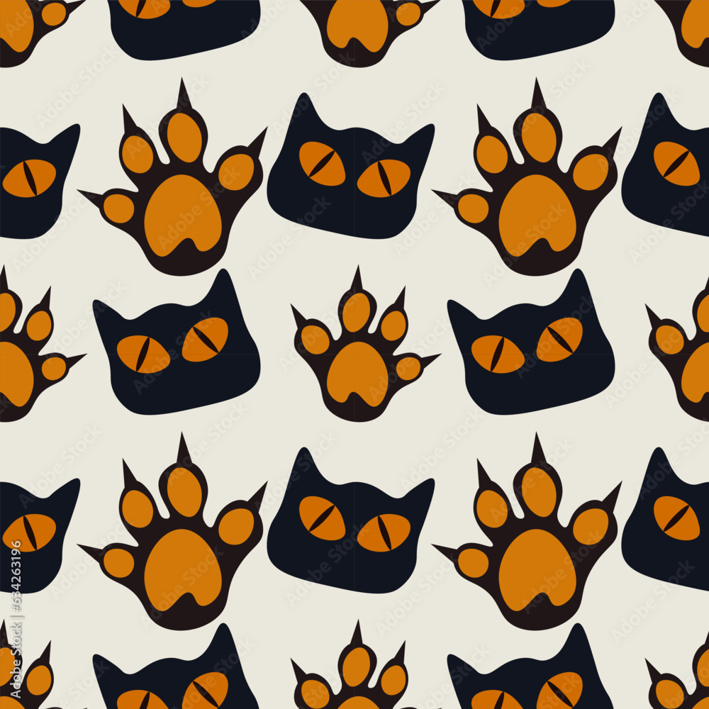 Cat vector ilustration seamless patern.Great for textile,fabric,wrapping paper,and any print.