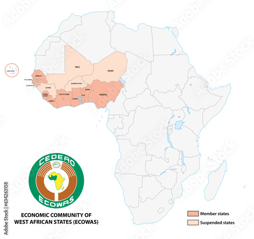Map of the Economic Community of West African States (ECOWAS) photo