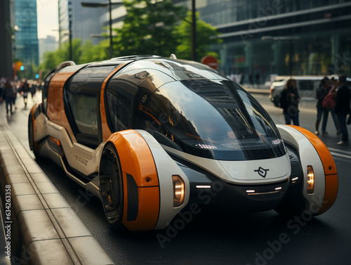 AI-powered vehicles of the future parked in cities