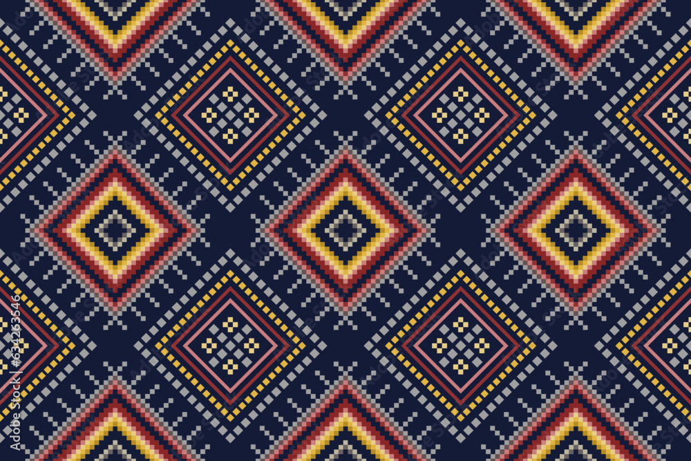 Cross stitch colorful geometric traditional ethnic pattern Ikat seamless pattern abstract design for fabric print cloth dress carpet curtains and sarong Aztec African Indian Indonesian Cross stitch colorful geometric traditional ethnic pattern Ikat seamless pattern abstract design for fabric print cloth dress carpet curtains and sarong Aztec African Indian Indonesian